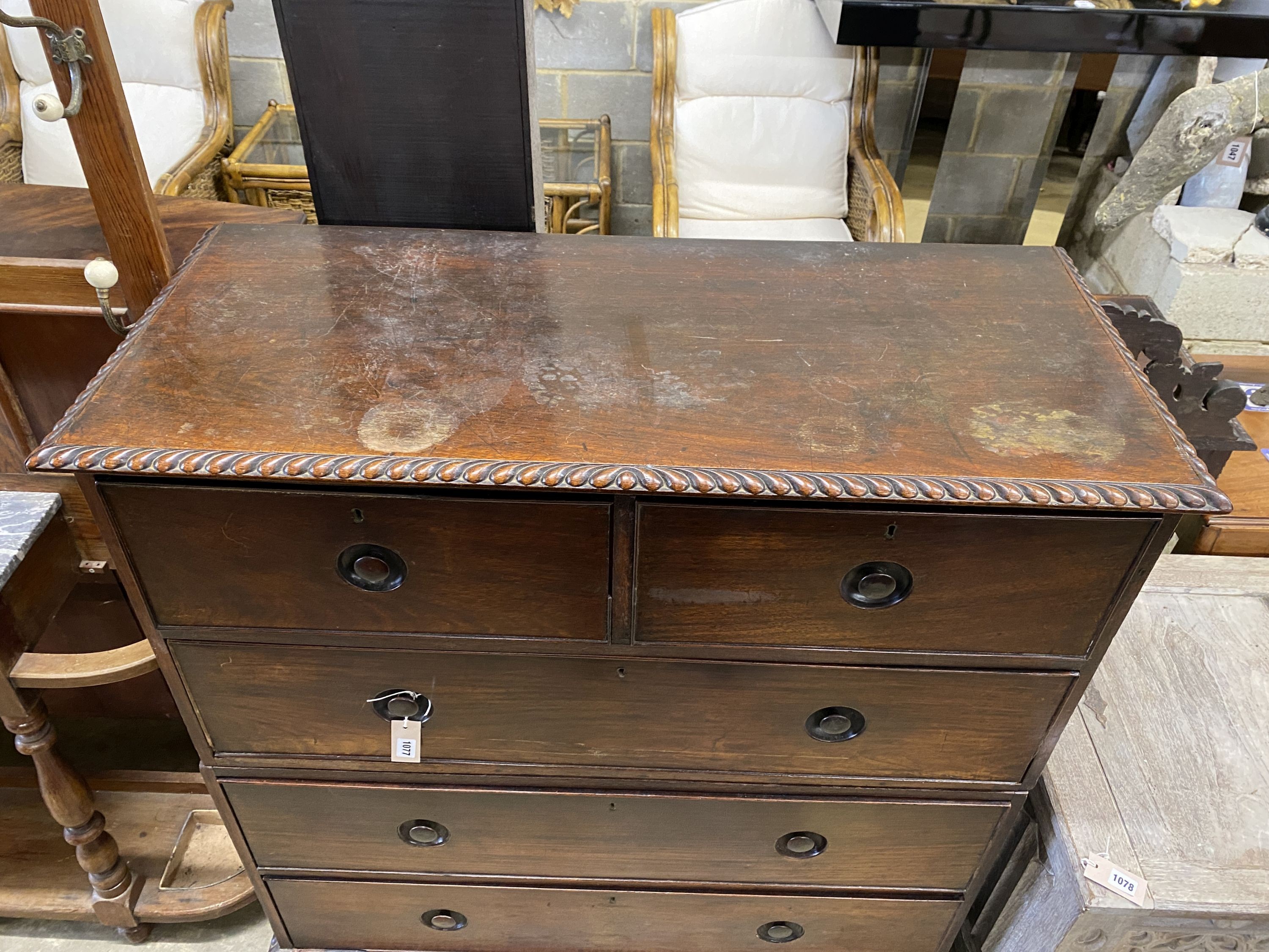 A 19th century Anglo-Indian padouk two-part chest, width 112cm, depth 49cm, height 121cm